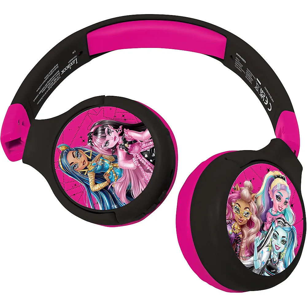 Lexibook Monster High 2-in-1 Bluetooth & kabelgebundene Kopfh�rer mit Mikrofon und Steuertasten