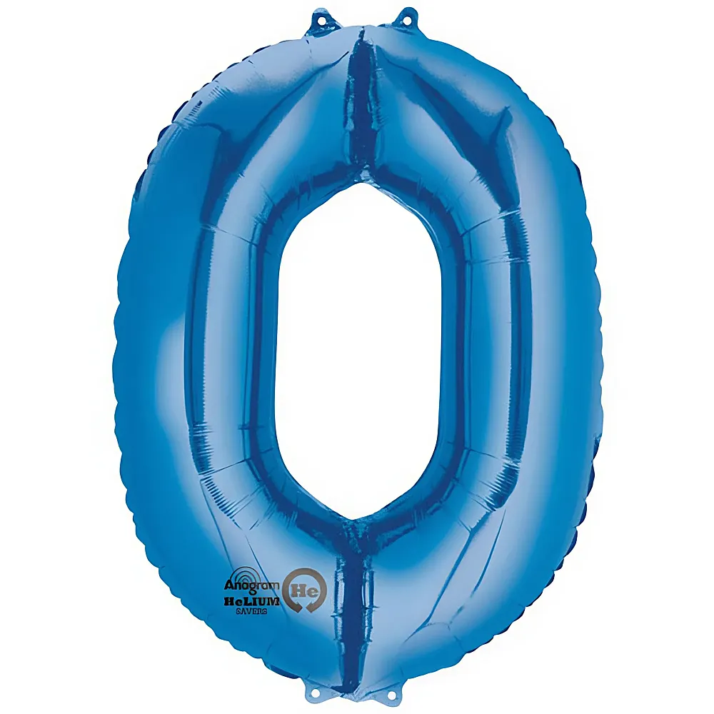Amscan Folienballon Zahl 0 blau 86x64cm | Kindergeburtstag