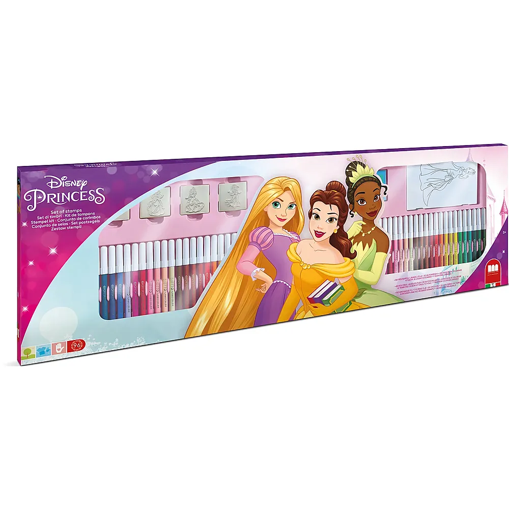 Multiprint Disney Princess Filzstifte & Stempel Set 96Teile | Malsets