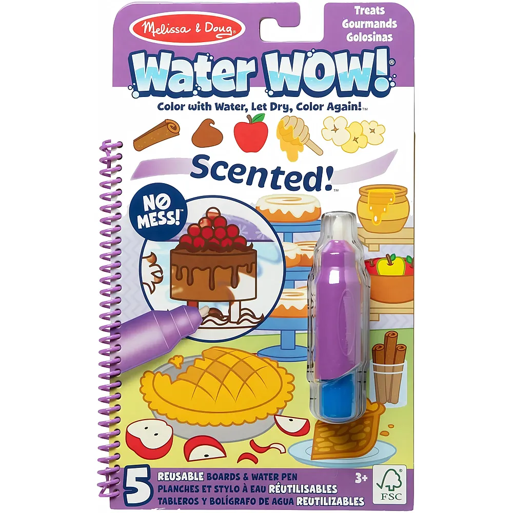 Melissa & Doug 51181 Scented Water Wow Wiederverwendbares wasseraktiviertes Aktivit�tenblock-Reisespielzeug  Leckereien, Violett, 7