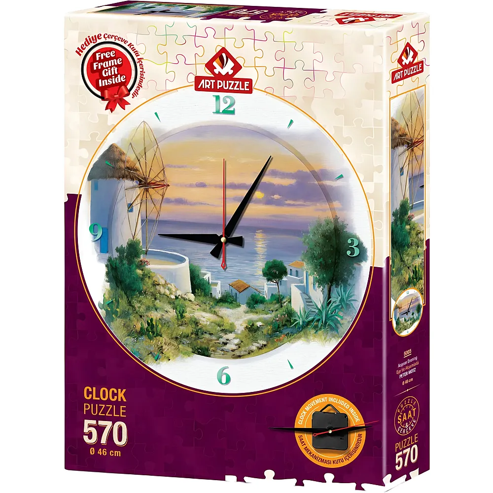 Art Puzzle Puzzle-Uhr - In the Evening in Aegean - 570 Teile