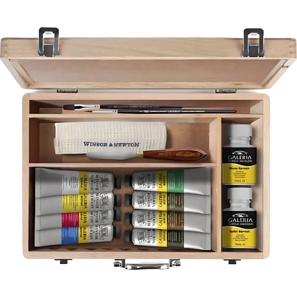 Winsor & Newton W&n Galeria Acrylique Coffret Bois Les Essentiels 15pcs