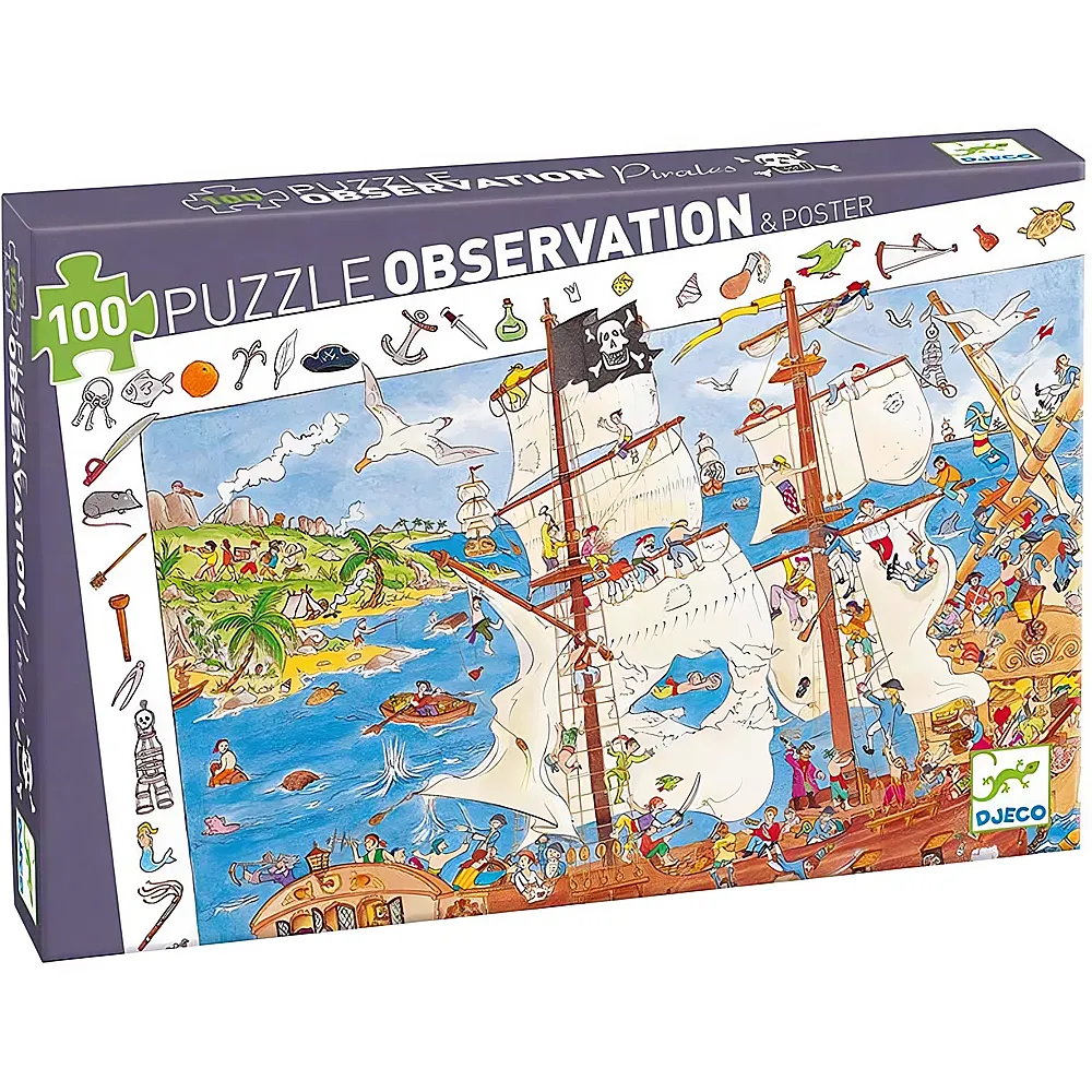 Djeco Puzzle Observation Die Piraten 100Teile