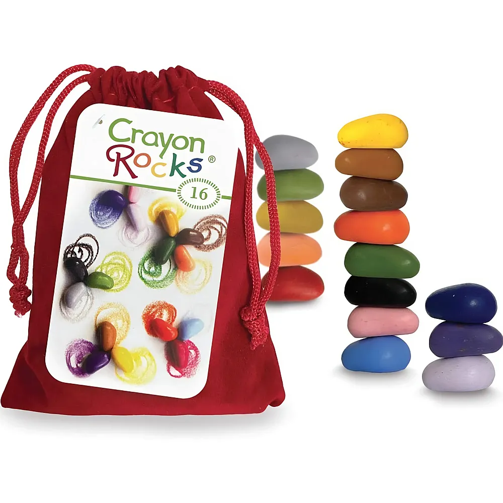 Crayon Rocks in rotem Samtbeutel 16 Farben