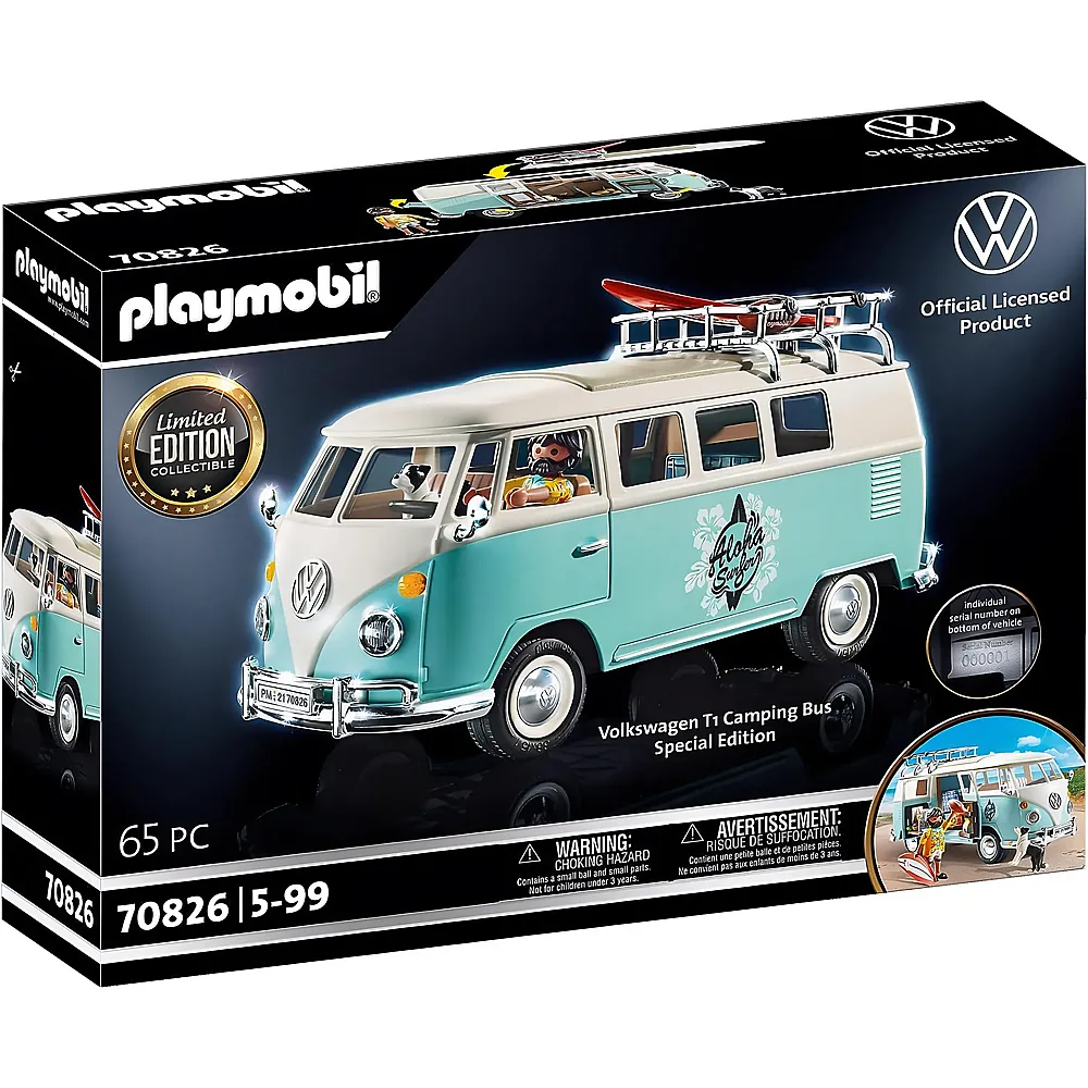 PLAYMOBIL Licensed Cars VW T1 Camping Bus - Special Edition 70826