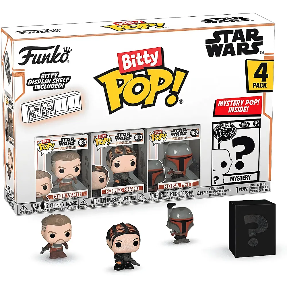 meinspielzeug - Funko Bitty Pop Mandalorian - Cobb Vanth, Fennec Shand, Boba Fett und Mystery Star Wars | Lizenzfiguren