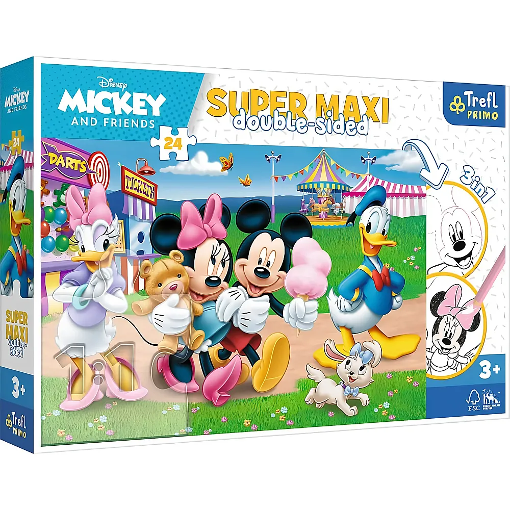 Trefl Puzzle Mickey Mouse 3in1 Mickey im Vergn�gungspark - 24 Teile