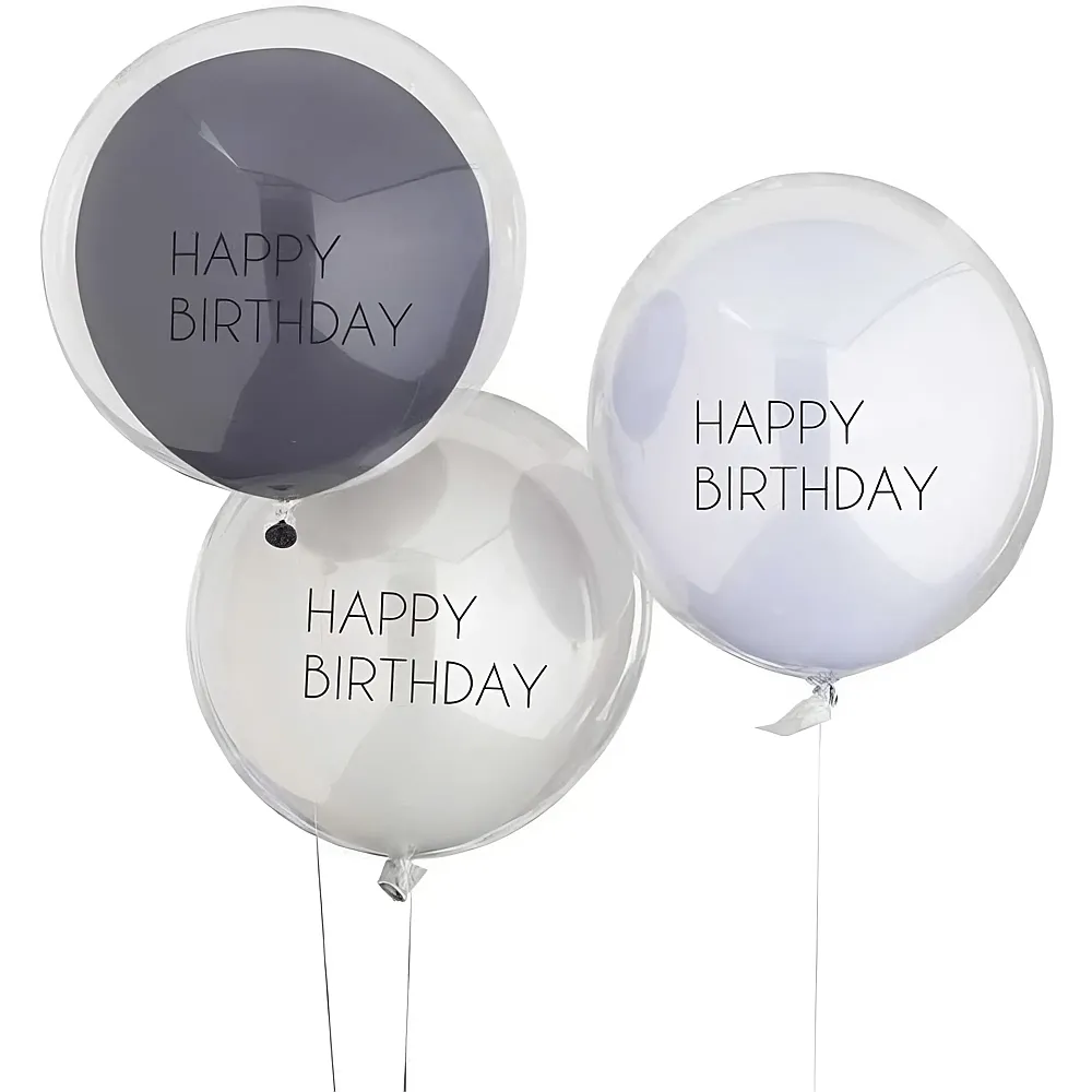 Gingerray Happy Birthday Ballons blau 3Teile