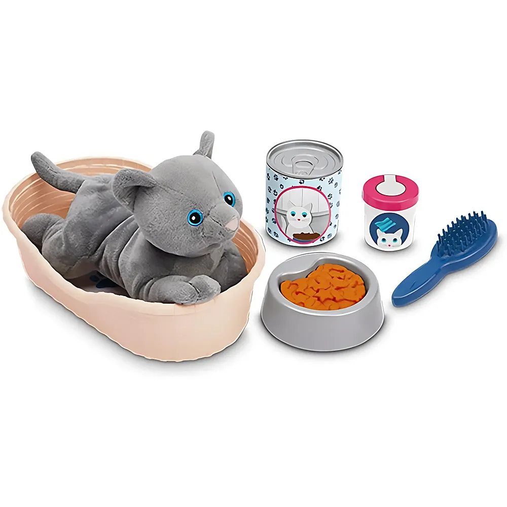Ecoiffier Katze mit Katzenkorb 9Teile