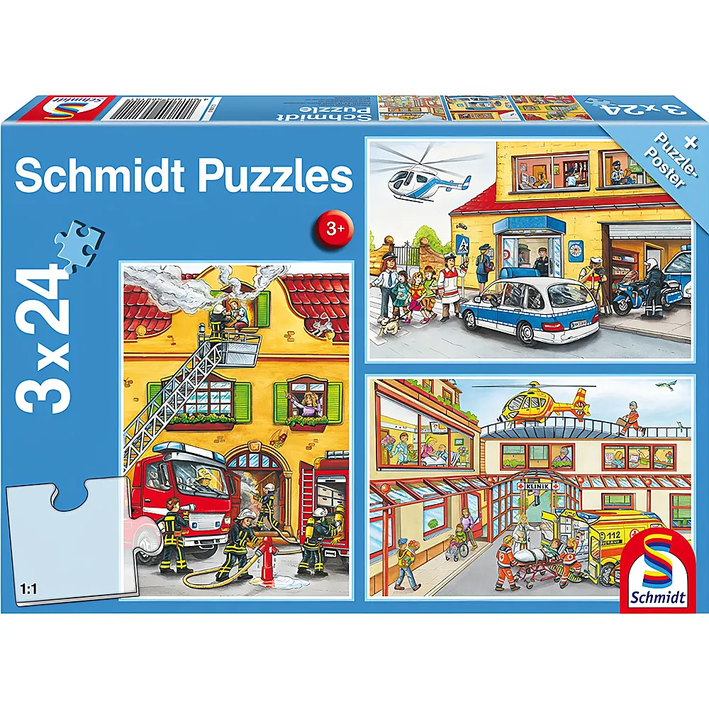 Schmidt Puzzle Feuerwehr und Polizei 3x24