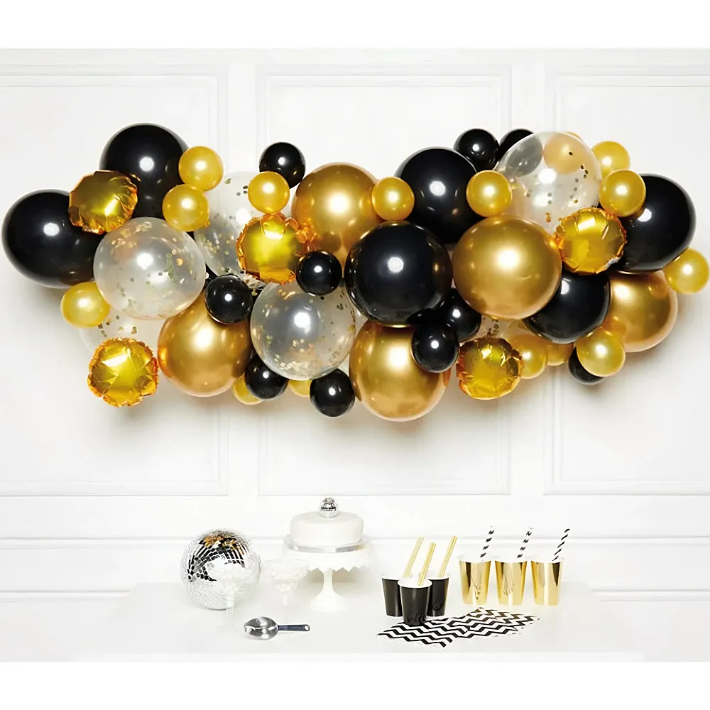 Amscan DIY Ballons-Set Schwarz-Gold 66Teile