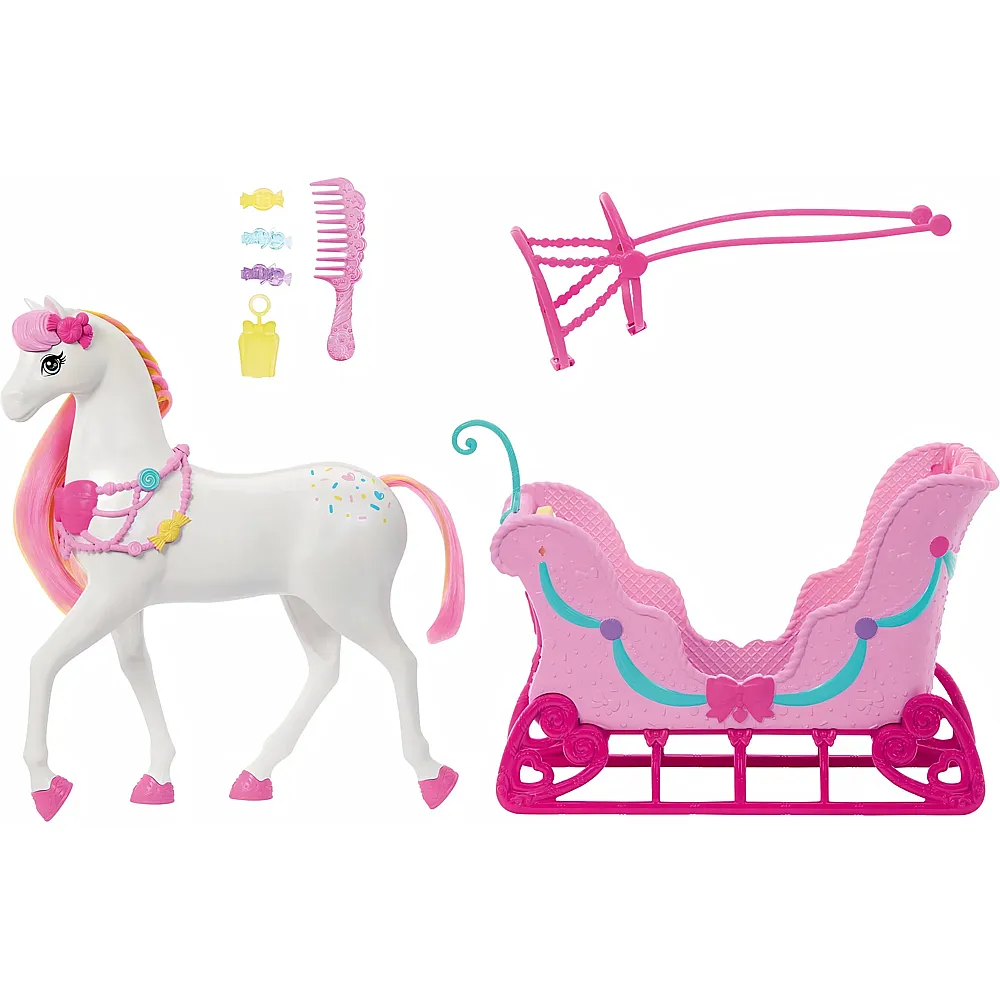 Barbie Pferd mit Schlitten