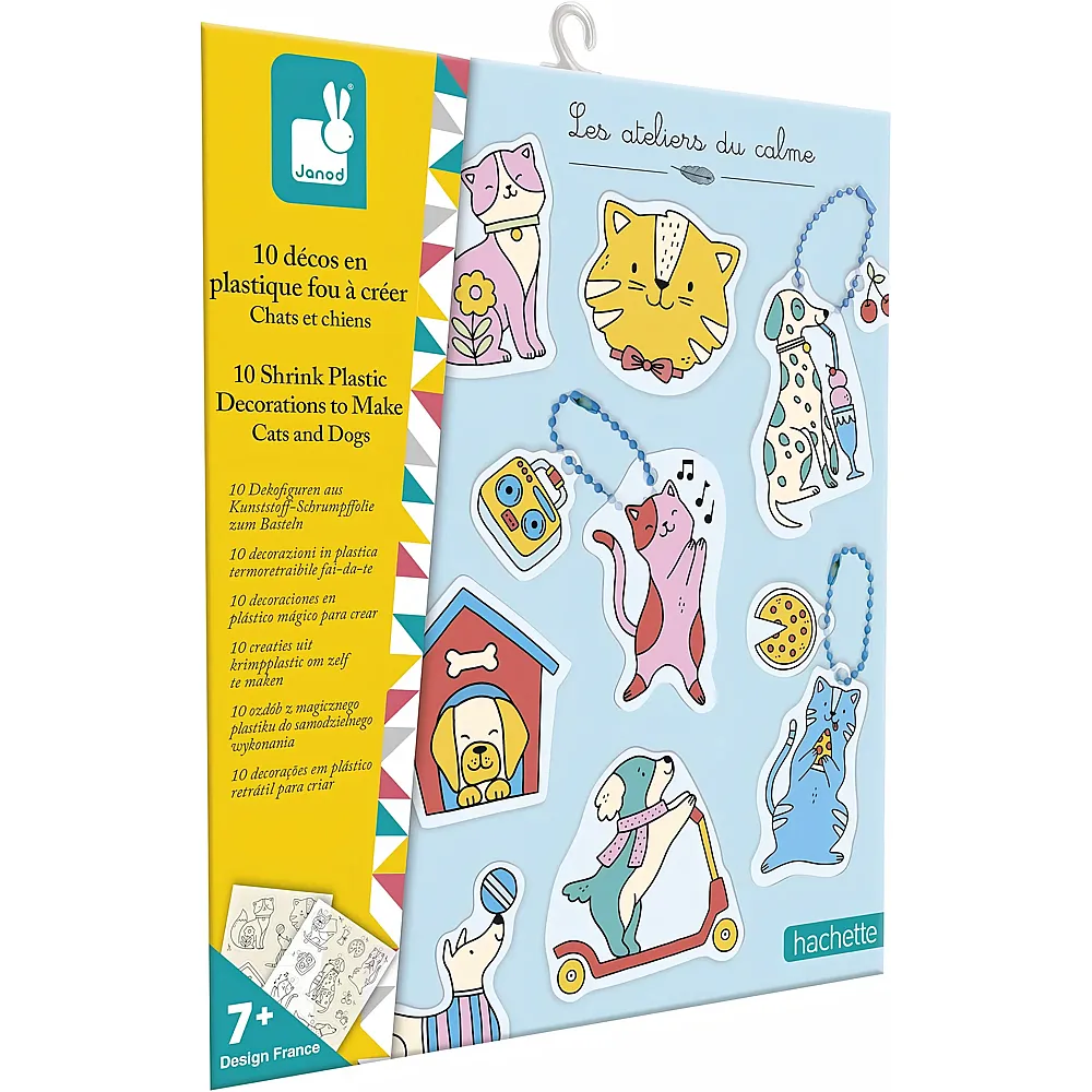 Janod DIY Set mit 10 verr�ckten Plastikdekos -Thema Hunde & Katzen 10Teile