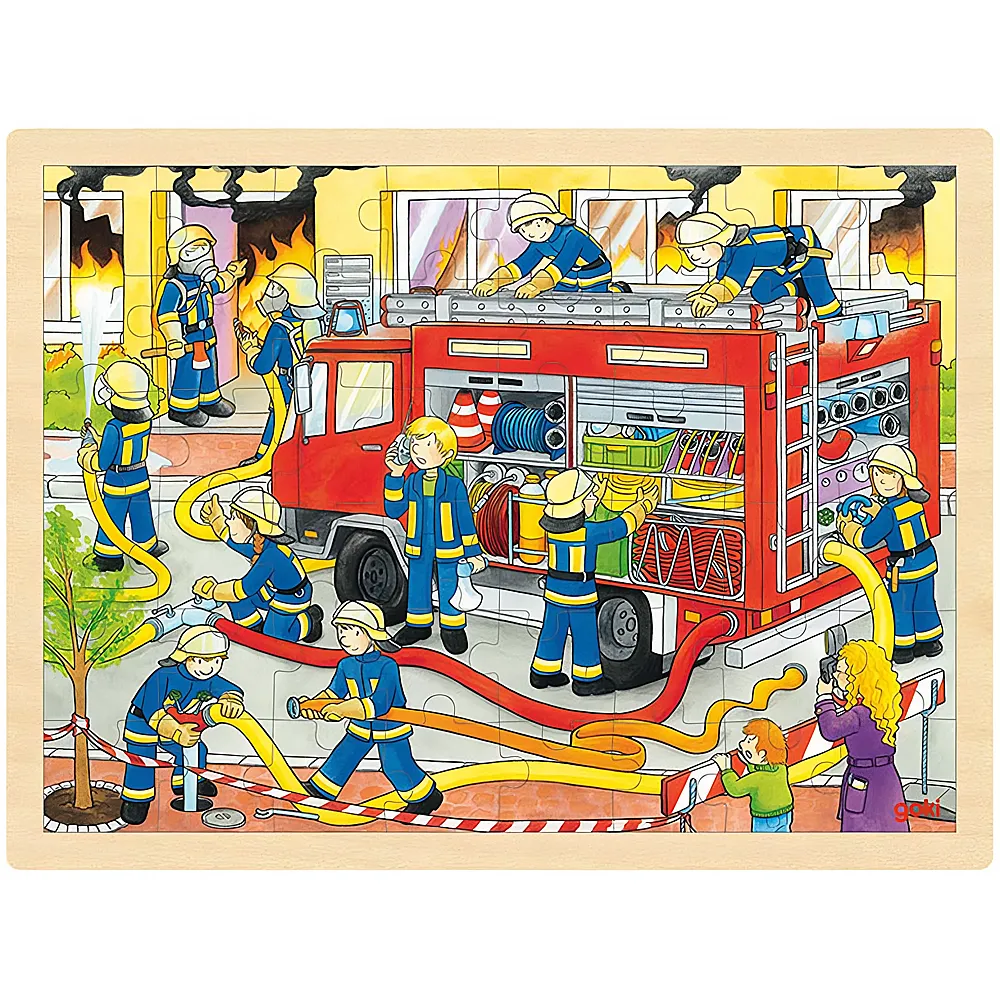 Goki Puzzle Feuerwehreinsatz 48Teile | Rahmenpuzzle