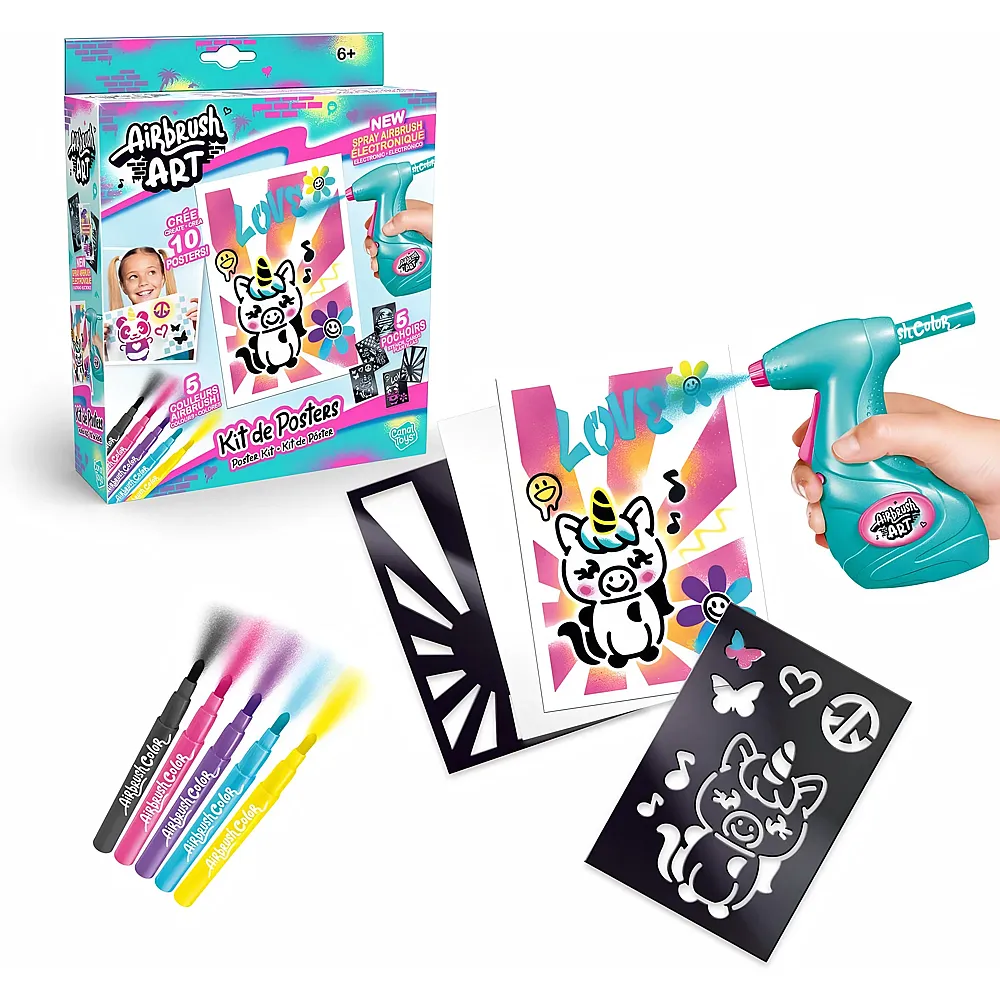 Canal Toys Airbrush Art - Poster Maker Kit und elektrische Airbrushpistole