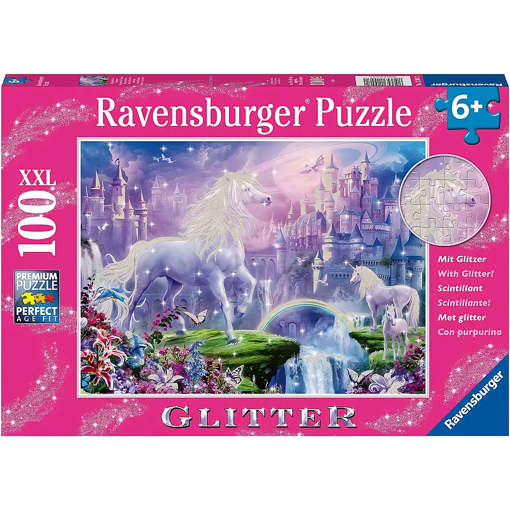 Ravensburger Puzzle Glitter Einhorn-K�nigreich 100Teile