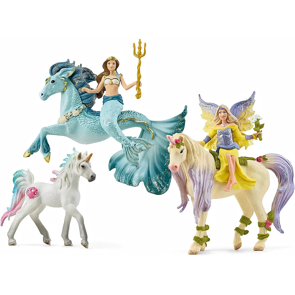 Schleich Bayala Starter Set Fee, Einhorn, Meerjungfrau, Pferd, & Meereseinhorn