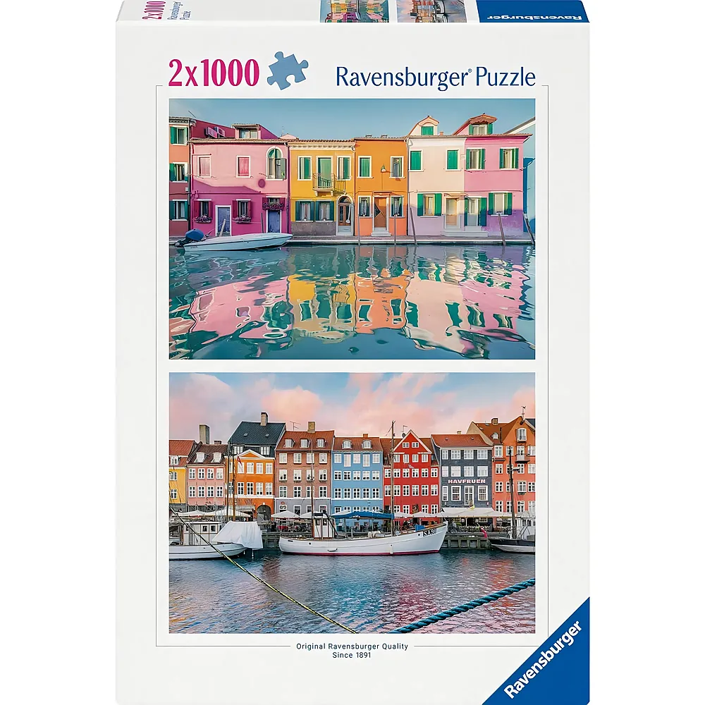 Ravensburger Puzzle 2in1 Farbenfrohe H�user - 1000 Teile