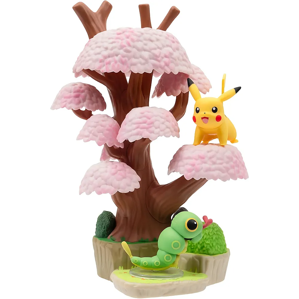 Jazwares Pok�mon Bl�tenbaum mit Pikachu und Raupi - 15 cm