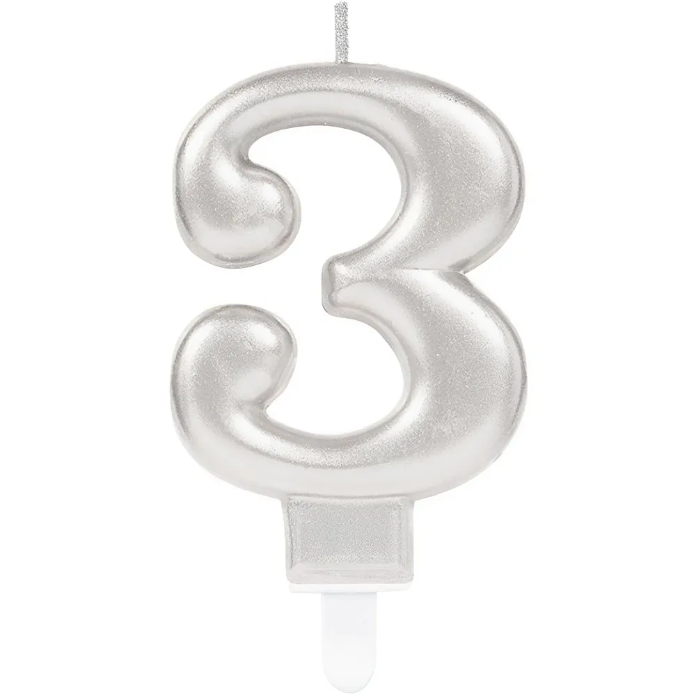 Zahlenkerze 3 Silber - Backen & Dekorieren