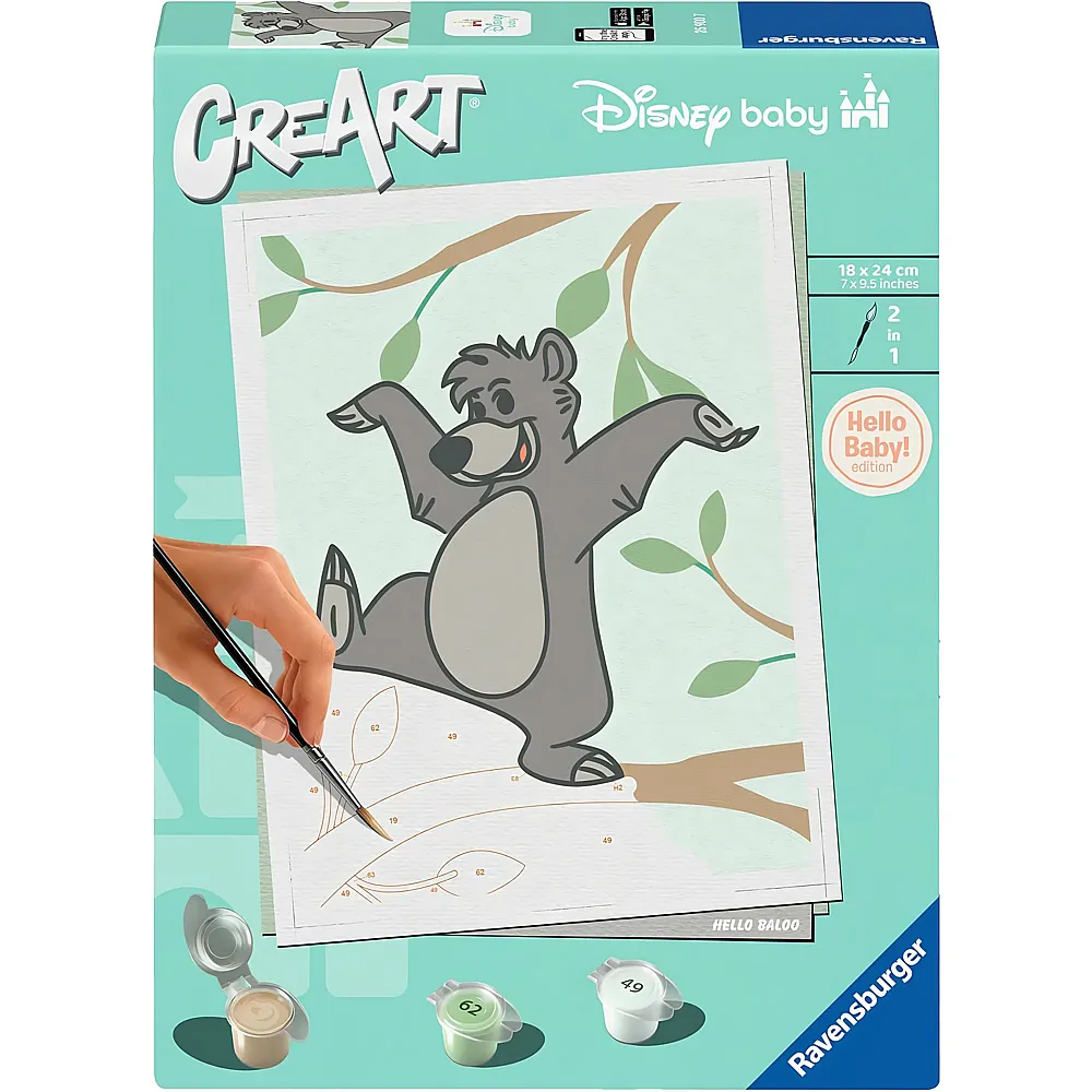 Ravensburger CreArt Dschungelbuch Malen nach Zahlen Baloo