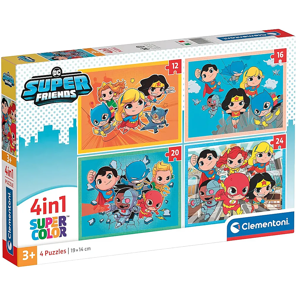Clementoni Puzzle Supercolor 4in1 DC Super Friends 12-24