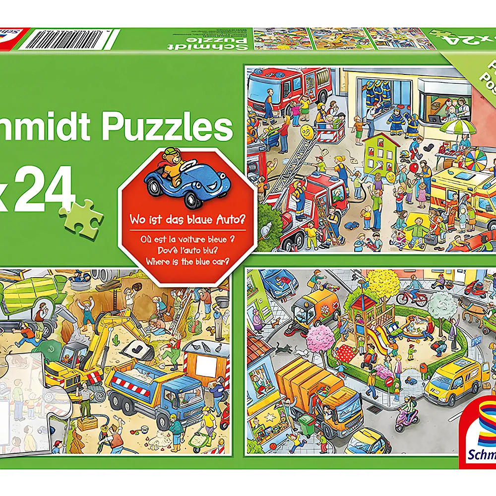 Schmidt Puzzle Wo ist das blaue Auto 3x24
