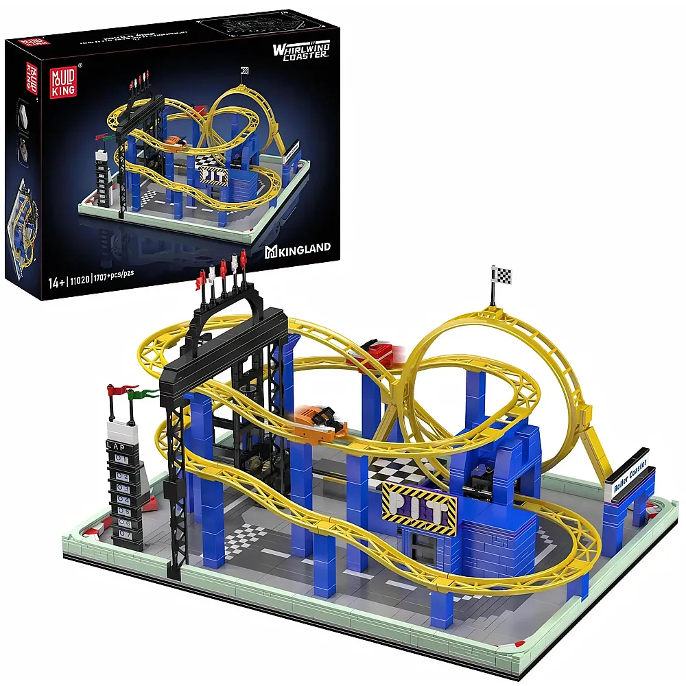 meinspielzeug - Mould King Kingland Whirlwind Coaster mit Elektroantrieb 11020 | Klemmbausteine Stadtleben