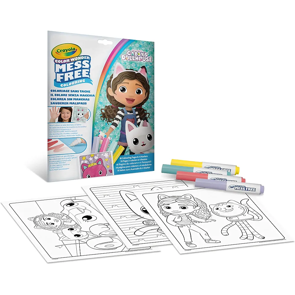 Crayola Color Wonder Gabby's Dollhouse Malset mit 4 Filzstiften