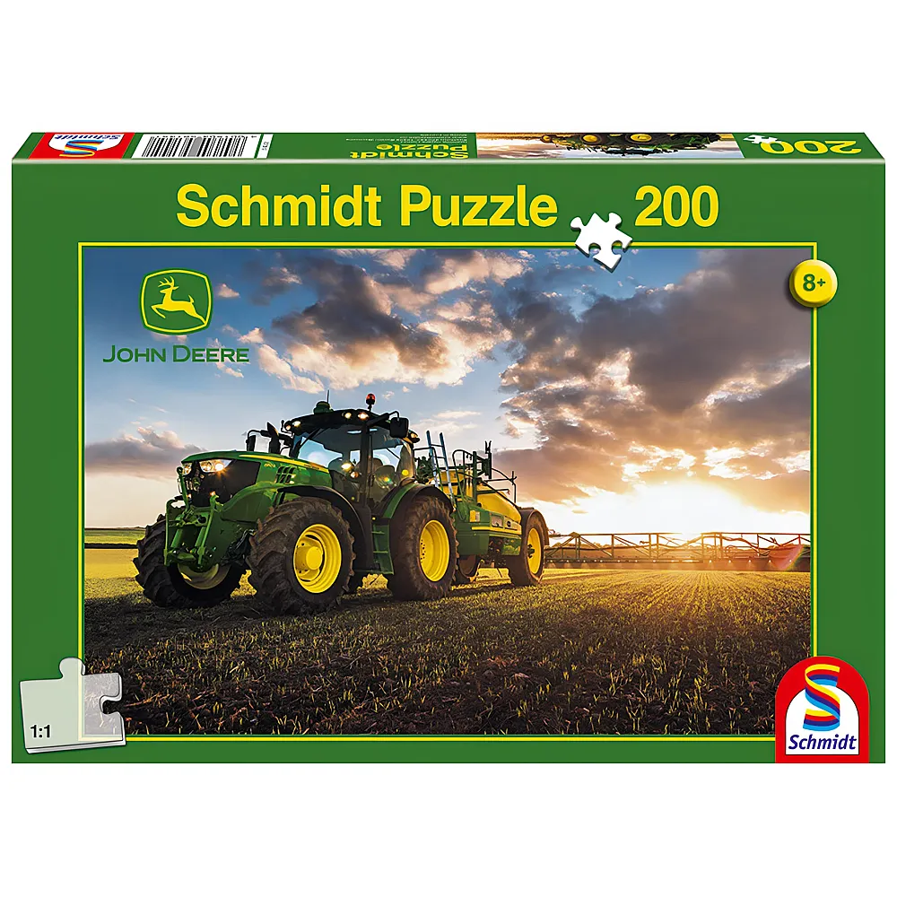 Schmidt Puzzle John Deere Traktor 6150R mit Feldspritze 200Teile | Puzzle 105-300 Teile