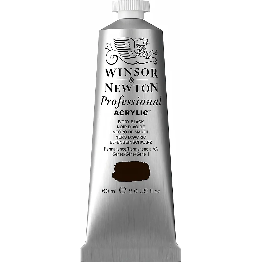 Winsor & Newton Professional Acrylic Acrylfarbe Elfenbeinschwarz - 60 ml