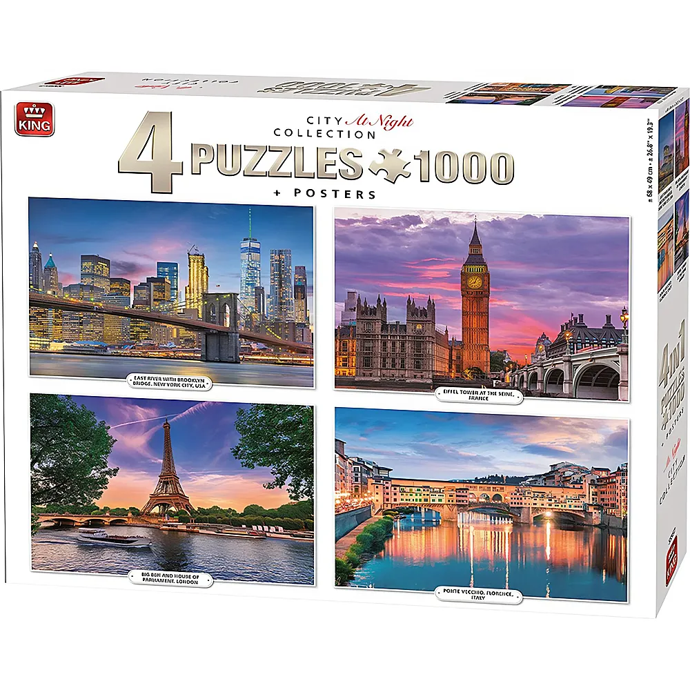 King Puzzle City Collection by Night 4x1000 | Puzzle 1000 Teile