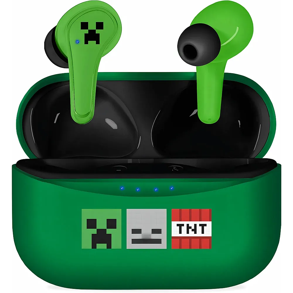OTL Technologies Minecraft TWS Kopfh�rer mit kabelloser Ladeh�lle, Gr�n