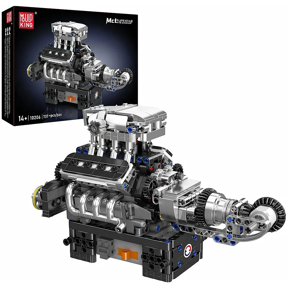 meinspielzeug - Mould King Engines MCL Supercar V8 Motor 10206 | Klemmbausteine Fahrzeuge