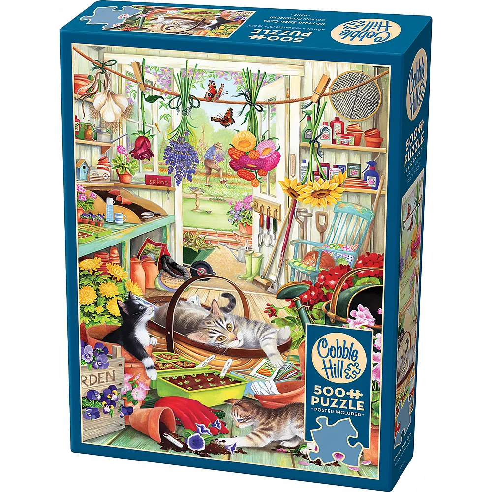 Cobble Hill Puzzle Blumenschuppen Katzen 500Teile