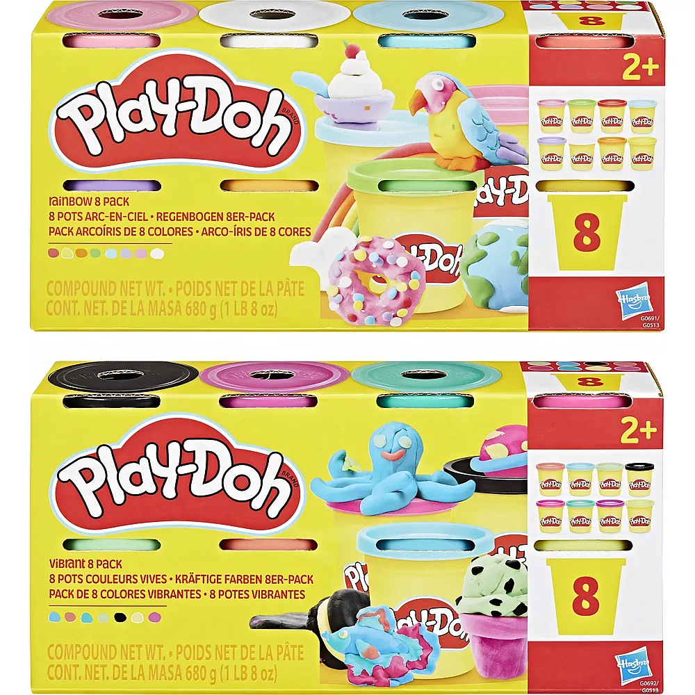 meinspielzeug - Play-Doh Play-Doh 8 er Pack ass. 2-fach ass., je 8 Dosen à 85 g,