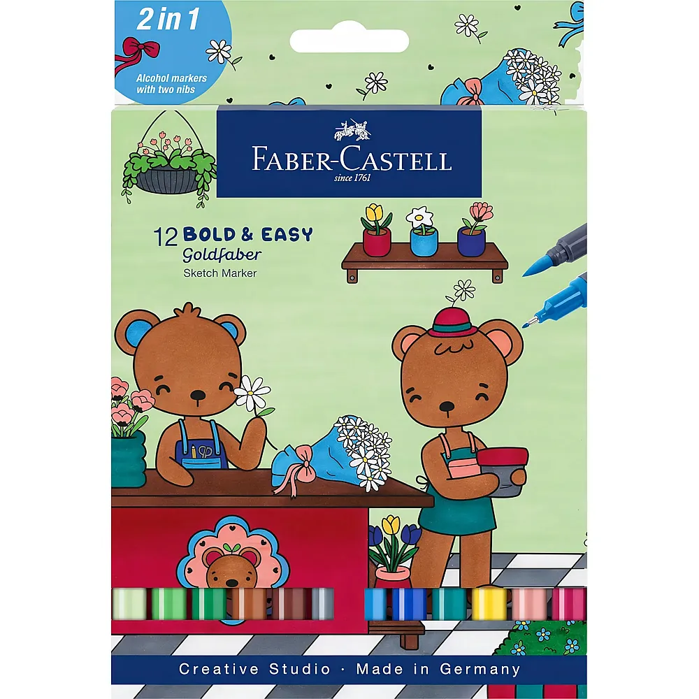 Faber-Castell Sketch Marker Bold Easy - 12 Teile - Farbe & Kreide