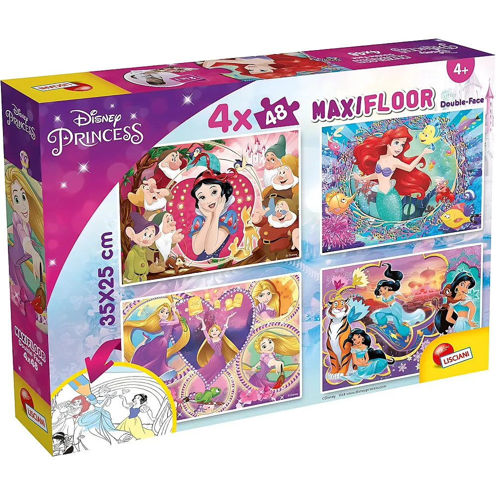 Lisciani Puzzle Maxifloor Double-Face Doppelseitig zum Ausmalen Disney Princess 48Teile