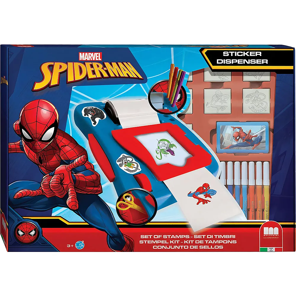 meinspielzeug - Multiprint Spiderman Aufklebermaschinen-Set | Malsets