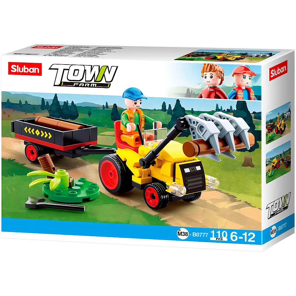 Sluban Town Traktor mit Baumstmmen 110Teile