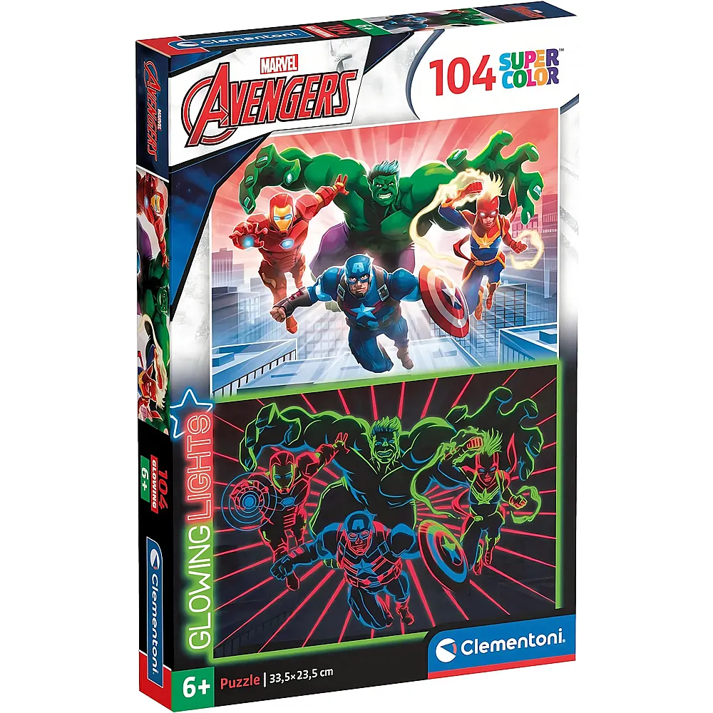 Clementoni Puzzle Supercolor Glow in the Dark Avengers, 104. 104Teile