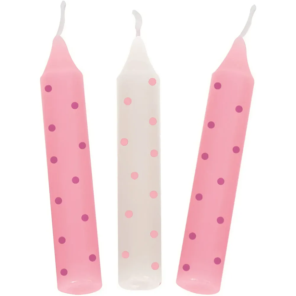 Goki Dekoration Geburtstagskerzen-Set, rosa gepunktet 10Teile | Kindergeburtstag