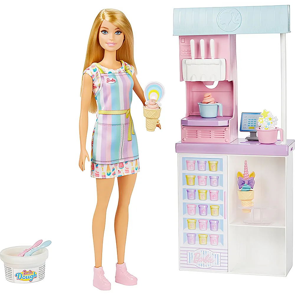 Barbie Karrieren Eisdiele Spielset mit Puppe Blond