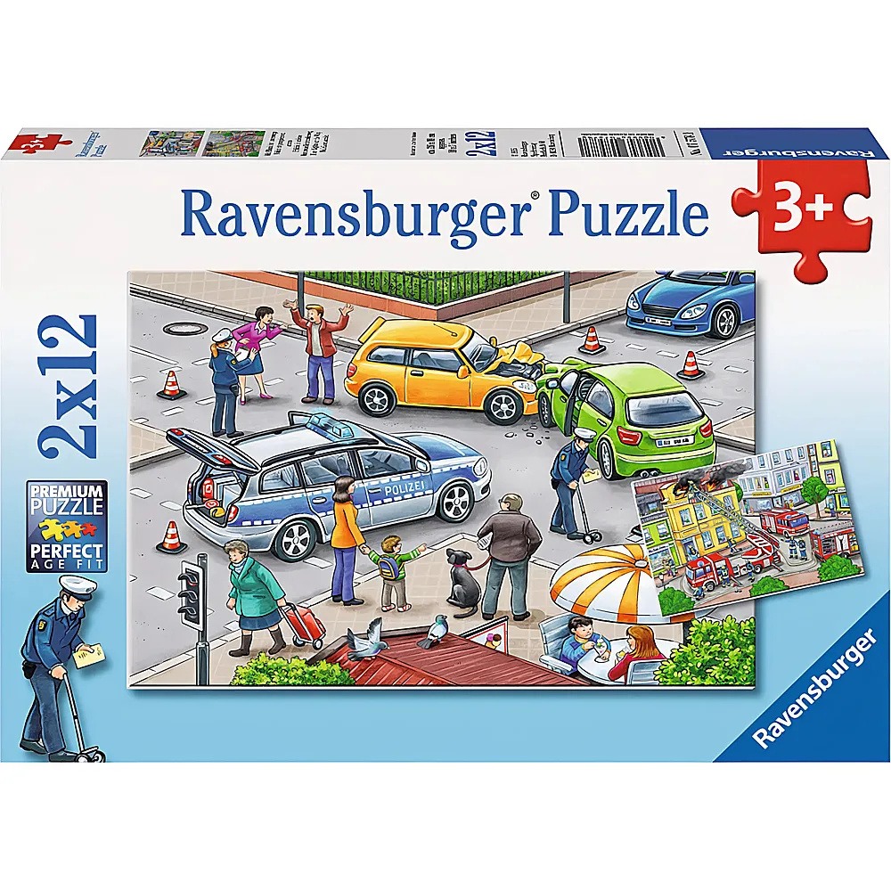Ravensburger Puzzle Mit Blaulicht unterwegs 2x12