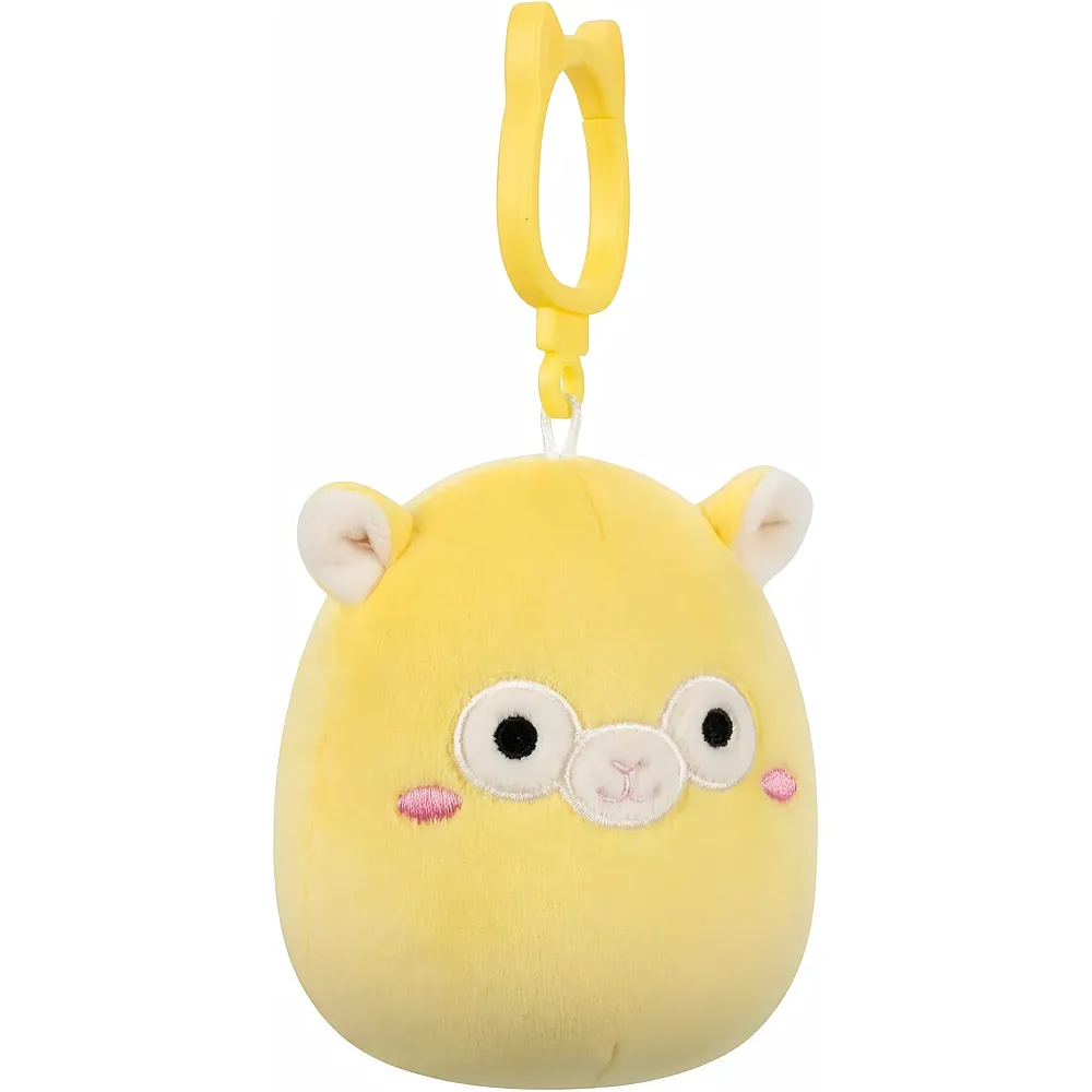 SQUISHMALLOWS Lafi Yellow Lama Clip-On Pl�sch, 8,9 cm, Wildlife Squad Collection, weiches Polyester