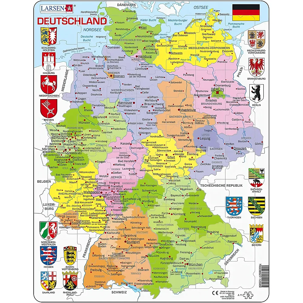 Larsen Puzzle Deutschland - 70 Teile