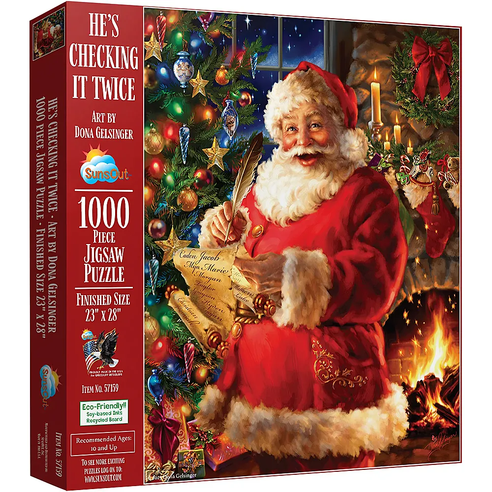 SunsOut Puzzle Dona Gelsinger Santa pr�ft die Wunschliste 1000Teile