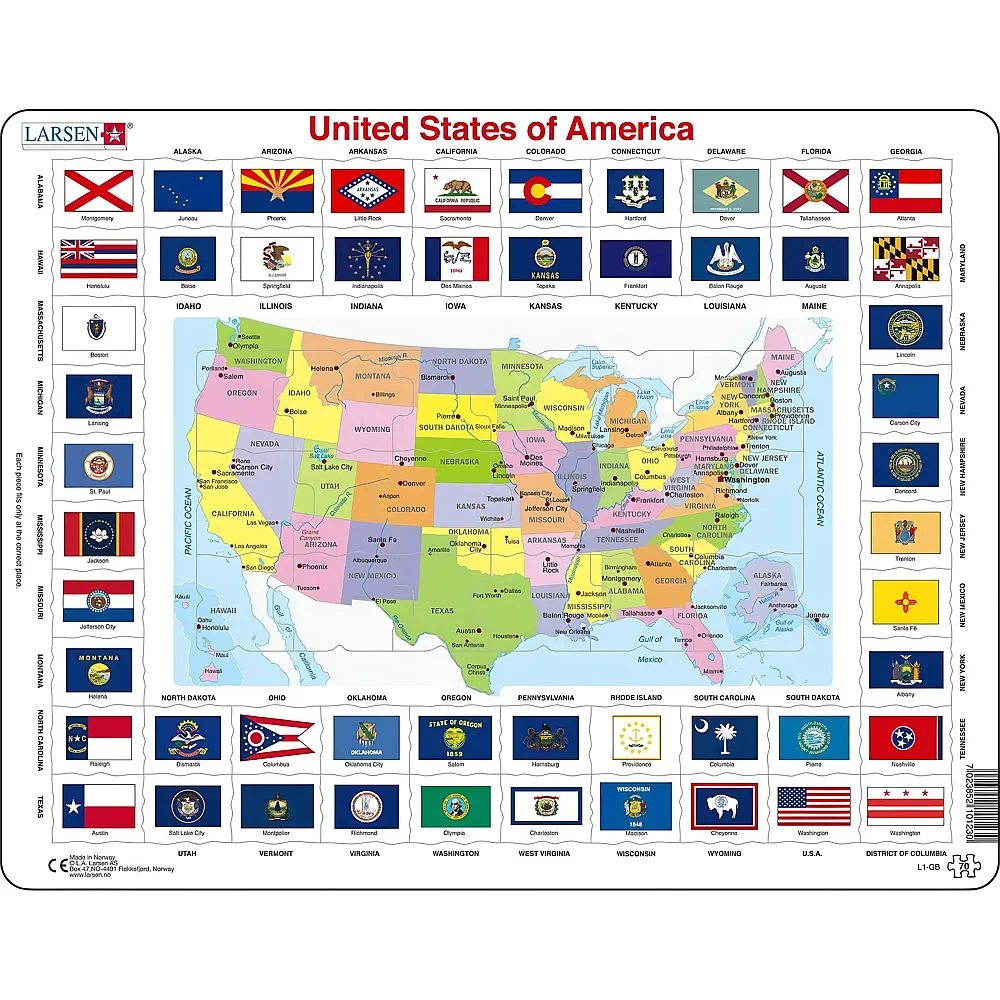 Larsen Puzzle United States of America - 70 Teile