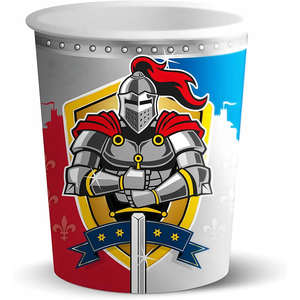 meinspielzeug - Folat Trinkbecher Ritter 250ml - 8 Teile | Tischdeko