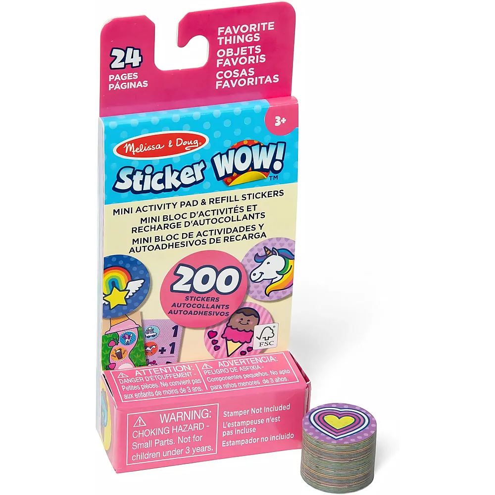 Melissa & Doug Sticker Wow Mini-Aktivit�tenblock und 200 Aufkleber zum Nachf�llen f�r den Aufkleberstempel Aktivit�t Bastelspielzeug